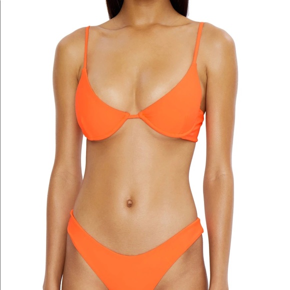 DANIELLE GUIZIO Lure Bikini Top in Neon Orange XS - Picture 2 of 7